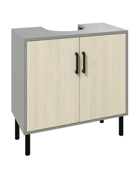 kleankin Under Sink Cabinet, Bathroom Vanity Unit, Storage Cupboard with Double Doors and Storage Shelves, 60x30x60cm, Natural