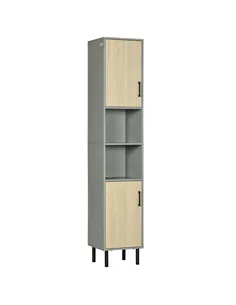 kleankin Freestanding Bathroom Storage, Tall Bathroom Cabinet with Door and Adjustable Shelves, 31.4x30x165cm