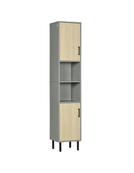 kleankin Freestanding Bathroom Storage, Tall Bathroom Cabinet with Door and Adjustable Shelves, 31.4x30x165cm