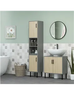 kleankin Freestanding Bathroom Storage, Tall Bathroom Cabinet with Door and Adjustable Shelves, 31.4x30x165cm 2