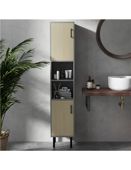 kleankin Freestanding Bathroom Storage, Tall Bathroom Cabinet with Door and Adjustable Shelves, 31.4x30x165cm