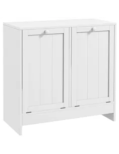 kleankin Double Hamper Laundry Storage Cabinet - White