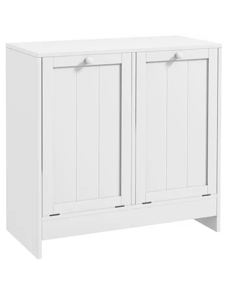 kleankin Double Hamper Laundry Storage Cabinet - White