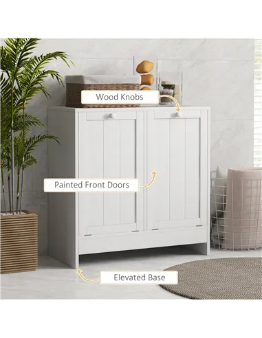 kleankin Double Hamper Laundry Storage Cabinet - White