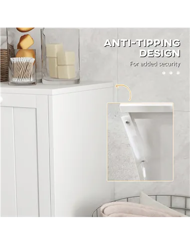 kleankin Double Hamper Laundry Storage Cabinet - White