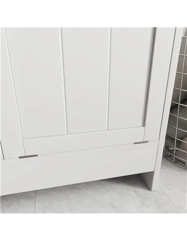 kleankin Double Hamper Laundry Storage Cabinet - White