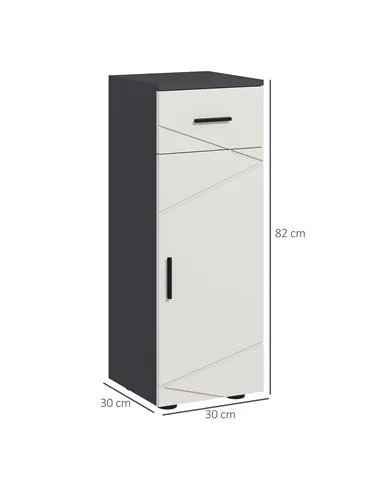 kleankin Slim Bathroom Cabinet, Narrow Bathroom Storage Cabinet with Drawer, Door Cupboard, Adjustable Shelf and Soft Close Mech