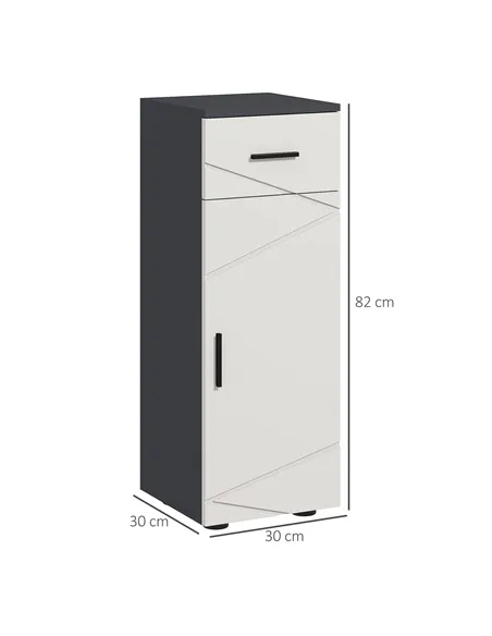 kleankin Slim Bathroom Cabinet, Narrow Bathroom Storage Cabinet with Drawer, Door Cupboard, Adjustable Shelf and Soft Close Mech