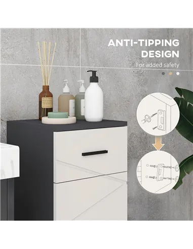 kleankin Slim Bathroom Cabinet, Narrow Bathroom Storage Cabinet with Drawer, Door Cupboard, Adjustable Shelf and Soft Close Mech