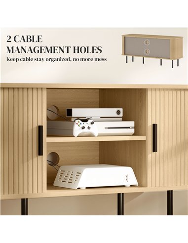 HOMCOM TV Stand Cabinet for TVs up to 55 Inches, TV Unit with Storage Shelves and Cupboard for Living Room, Oak Tone