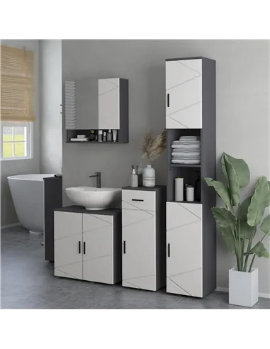 kleankin Slim Bathroom Cabinet, Narrow Bathroom Storage Cabinet with Drawer, Door Cupboard, Adjustable Shelf and Soft Close Mech