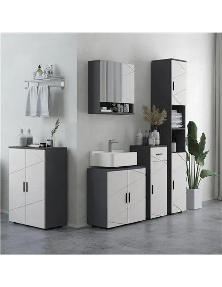 kleankin Under Sink Bathroom Cabinet, Bathroom Vanity Unit, Basin Storage Cupboard with Double Doors and Shelf, 10W x 20Dcm "U" 