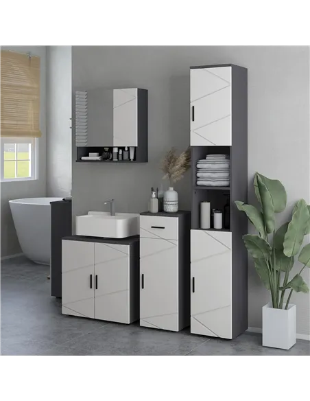 kleankin Under Sink Bathroom Cabinet, Bathroom Vanity Unit, Basin Storage Cupboard with Double Doors and Shelf, 10W x 20Dcm "U" 