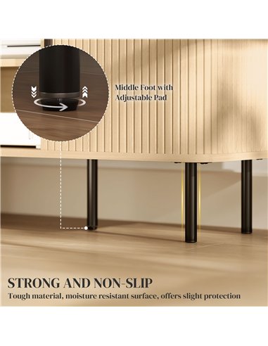 HOMCOM TV Stand Cabinet for TVs up to 55 Inches, TV Unit with Storage Shelves and Cupboard for Living Room, Oak Tone