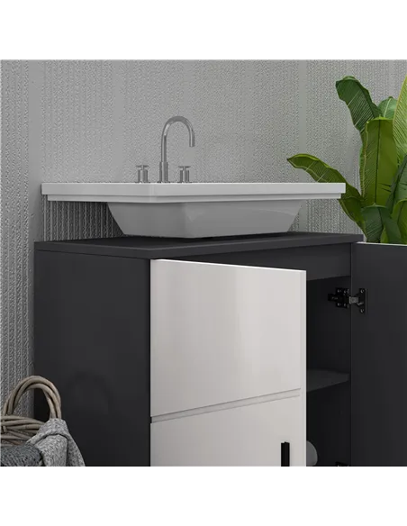 kleankin Under Sink Bathroom Cabinet, Bathroom Vanity Unit, Basin Storage Cupboard with Double Doors and Shelf, 10W x 20Dcm "U" 
