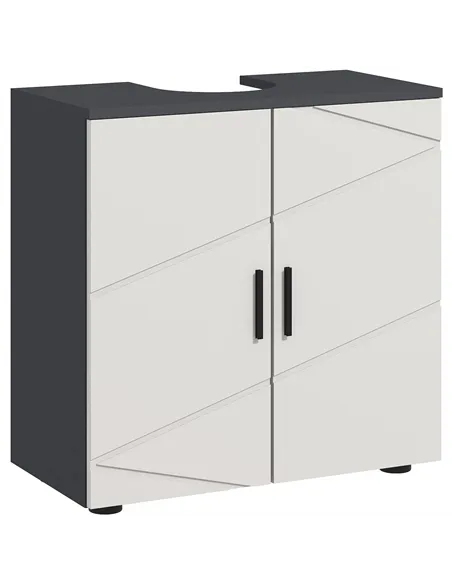 kleankin Pedestal Sink Bathroom Cabinet, Bathroom Vanity Unit with 20 x 20cm "U" Cut-Out and Adjustable Shelf, Light Grey