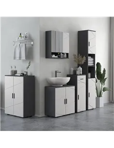 kleankin Pedestal Sink Bathroom Cabinet, Bathroom Vanity Unit with 20 x 20cm "U" Cut-Out and Adjustable Shelf, Light Grey 2