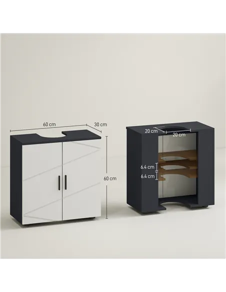 kleankin Pedestal Sink Bathroom Cabinet, Bathroom Vanity Unit with 20 x 20cm "U" Cut-Out and Adjustable Shelf, Light Grey