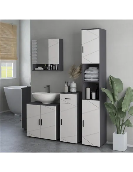 kleankin Pedestal Sink Bathroom Cabinet, Bathroom Vanity Unit with 20 x 20cm "U" Cut-Out and Adjustable Shelf, Light Grey