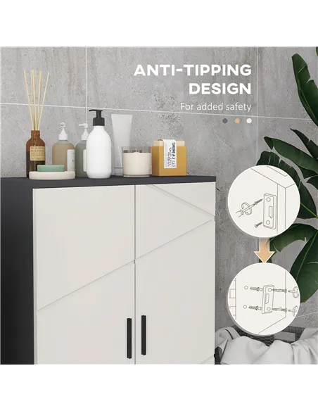 kleankin Small Bathroom Cabinet, Bathroom Storage Cabinet with 2-Doors Cupboard, 2 Adjustable Shelves and Soft Close Mechanism, 