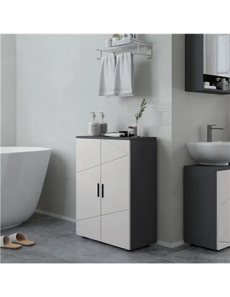 kleankin Small Bathroom Cabinet, Bathroom Storage Cabinet with 2-Doors Cupboard, 2 Adjustable Shelves and Soft Close Mechanism, 