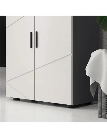 kleankin Small Bathroom Cabinet, Bathroom Storage Cabinet with 2-Doors Cupboard, 2 Adjustable Shelves and Soft Close Mechanism, 