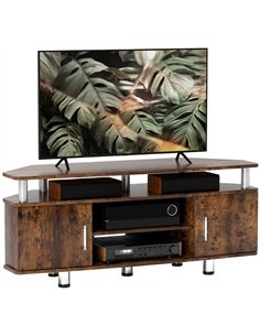 HOMCOM TV Unit Cabinet for TVs up to 55 Inches with Storage Shelves and Cupboard, Entertainment Centre for Living Room, Rustic B