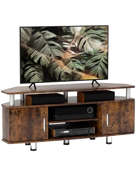 HOMCOM TV Unit Cabinet for TVs up to 55 Inches with Storage Shelves and Cupboard, Entertainment Centre for Living Room, Rustic B