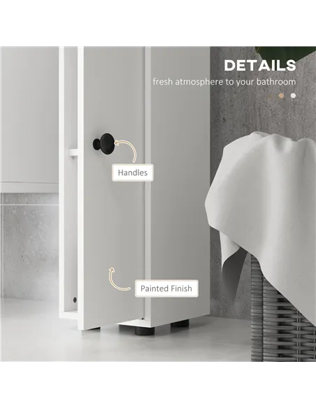 kleankin 180cm Slim Bathroom Cabinet, with Drawer, Shelves and Cupboards - White