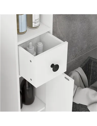 kleankin 180cm Slim Bathroom Cabinet, with Drawer, Shelves and Cupboards - White