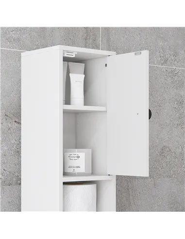 kleankin 180cm Slim Bathroom Cabinet, with Drawer, Shelves and Cupboards - White