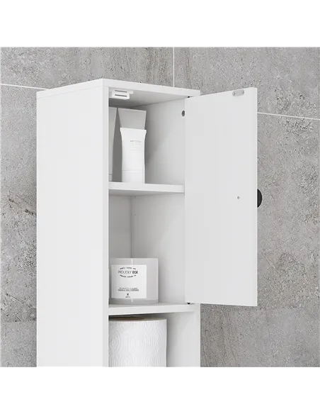 kleankin 180cm Slim Bathroom Cabinet, with Drawer, Shelves and Cupboards - White