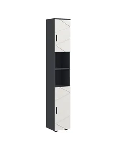 kleankin Line Embossed Tall Bathroom Storage Cabinet - Grey