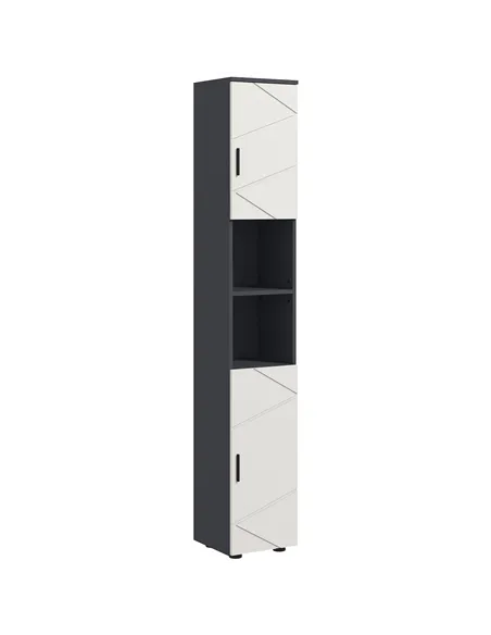 kleankin Line Embossed Tall Bathroom Storage Cabinet - Grey