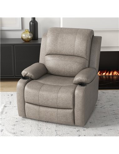 HOMCOM Recliner Chair, Microfibre Reclining Chair with Adjustable Leg Rest, Cup Holders, Recliner Armchair for Home Living Room,