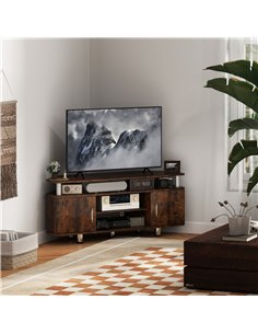HOMCOM TV Unit Cabinet for TVs up to 55 Inches with Storage Shelves and Cupboard, Entertainment Centre for Living Room, Rustic B 2
