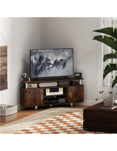 HOMCOM TV Unit Cabinet for TVs up to 55 Inches with Storage Shelves and Cupboard, Entertainment Centre for Living Room, Rustic B
