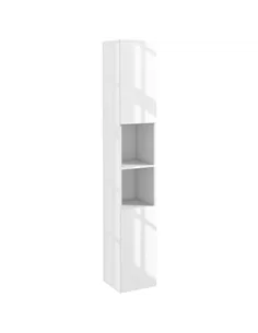 kleankin Freestanding Bathroom Cabinet, High Gloss Storage Cabinet with Doors and Adjustable Shelves, 30 x 30 x 181.5 cm, White