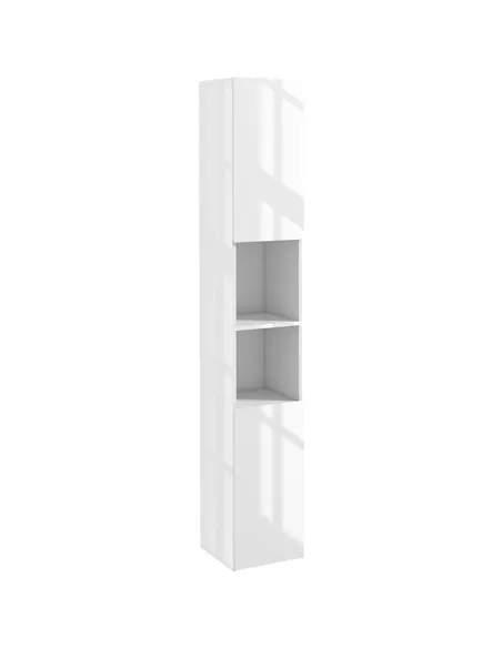 kleankin Freestanding Bathroom Cabinet, High Gloss Storage Cabinet with Doors and Adjustable Shelves, 30 x 30 x 181.5 cm, White