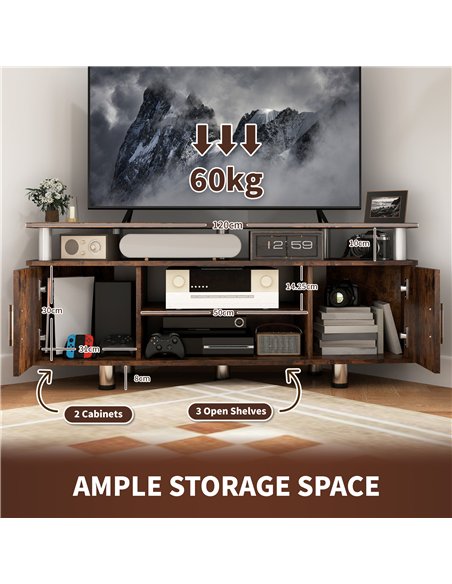 HOMCOM TV Unit Cabinet for TVs up to 55 Inches with Storage Shelves and Cupboard, Entertainment Centre for Living Room, Rustic B