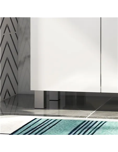 kleankin Freestanding Bathroom Cabinet, High Gloss Storage Cabinet with Doors and Adjustable Shelf, 60 x 30 x 80 cm, White