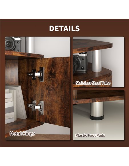 HOMCOM TV Unit Cabinet for TVs up to 55 Inches with Storage Shelves and Cupboard, Entertainment Centre for Living Room, Rustic B