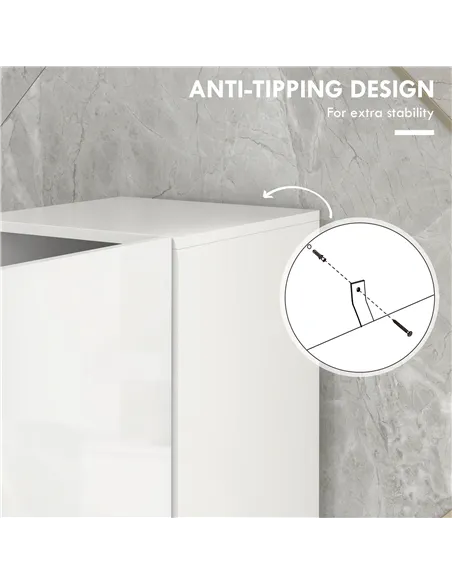 kleankin Multi-Storage Slim Bathroom Cabinet - High Gloss White