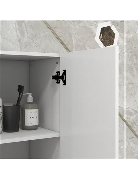 kleankin Multi-Storage Slim Bathroom Cabinet - High Gloss White