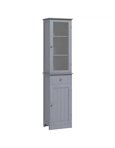 kleankin Bathroom Storage Cabinet with 3-tier Shelf Drawer Door, Floor Cabinet Free Standing Tall Slim Side Organizer Shelves, G