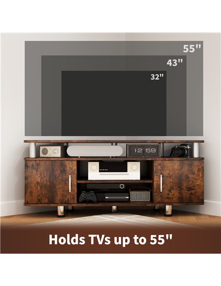HOMCOM TV Unit Cabinet for TVs up to 55 Inches with Storage Shelves and Cupboard, Entertainment Centre for Living Room, Rustic B