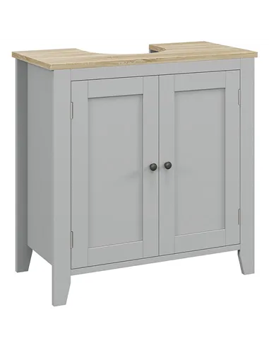 kleankin Under Sink Cabinet, Bathroom Sink Cabinet with 2 Doors, Pedestal Under Sink Design, Freestanding Bathroom Cupboard with