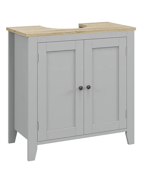 kleankin Under Sink Cabinet, Bathroom Sink Cabinet with 2 Doors, Pedestal Under Sink Design, Freestanding Bathroom Cupboard with