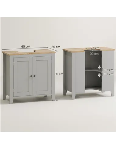 kleankin Under Sink Cabinet, Bathroom Sink Cabinet with 2 Doors, Pedestal Under Sink Design, Freestanding Bathroom Cupboard with