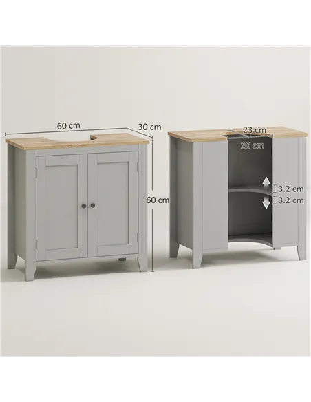 kleankin Under Sink Cabinet, Bathroom Sink Cabinet with 2 Doors, Pedestal Under Sink Design, Freestanding Bathroom Cupboard with